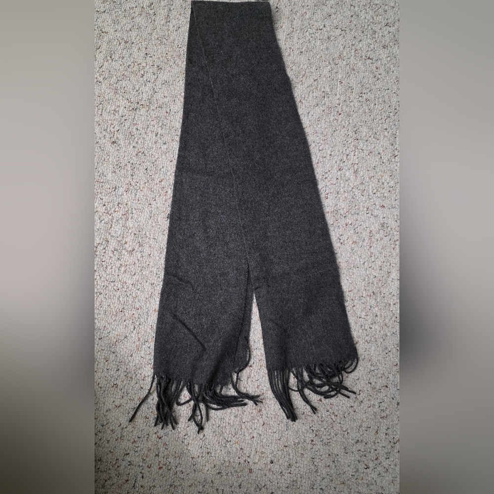 Cashmink Dark Gray Scarf with Fringe